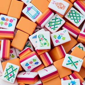 Resin Crafts Hand Engraved <b>Mahjong</b> Spiel Custom Ink Acrylic <b>Set</b> Tiles for American <b>Mahjong</b> Games - Product Image 2