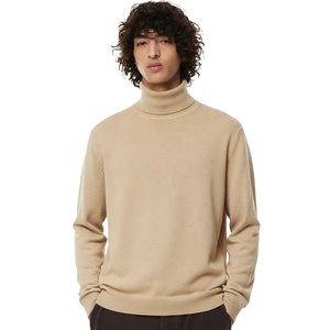 Collection Hiver Haut de Gamme : Pull Col Roulé en Cachemire Beige pour Homme, Manches Longues, Tricoté, Idéal Automne - Vente en Gros - Product Image 1