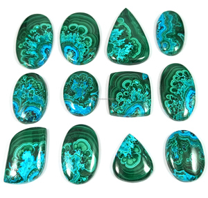 Malachite naturelle, chrysocolle, cabochon, pierre gemme rayée bleu-vert, formes variées, pour la fabrication de bijoux en fil, cristal rare et unique - Product Image 1