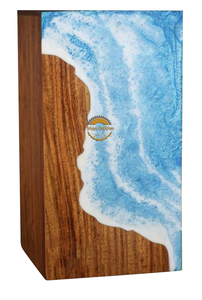 Handcrafted Ocean Wave Resin & Natural Wood Cremation Urn Blue Epoxy Ashes <b>Box</b> Artistic Funeral <b>Memorial</b> <b>Keepsake</b> by AYAANS - Product Image 4