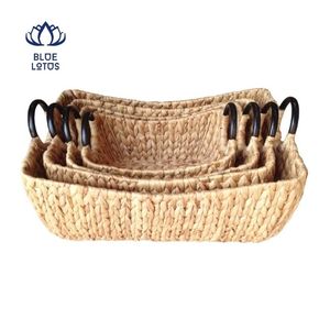 Cesta Tejida de Jacinto de Agua, la Más Vendida, Organizador Duradero de Fibra Limpia para Almacenamiento de Toallas y Exhibición Decorativa, Artesanía Hecha a Mano - Product Image 3