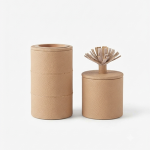 Elegante Juego de Quemadores de Incienso Envueltos en Cuero Granulado con Detalles de Costura Exquisitos y Tapa con Borla Floral Creativa - Product Image 2