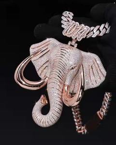 Pendentif de luxe en argent 925 de qualité supérieure, serti de moissanite taille ronde, style hip-hop, bijoux de style urbain, disponible en gros - Product Image 4