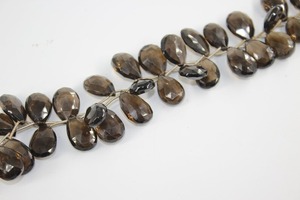 Cuentas facetadas de cuarzo ahumado en forma de pera para la elaboración de collares, cuentas sueltas de piedra en forma de gota. - Product Image 5