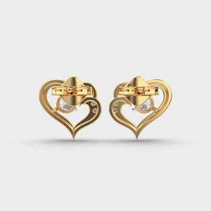 Pendientes de Diamantes Cultivados en Laboratorio con Certificación IGI, Diseño de Doble Corazón, Oro Amarillo/Blanco/Rosa de 14K, Pendientes Románticos de Diseño - Product Image 4