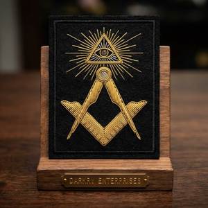 Emblema Masónico Personalizado Bordado a Mano con Hilo de Oro, Compás Cuadrado Redondo, Antorcha, Insignia Hecha a Mano para Blazer de Logia Masónica - Product Image 2
