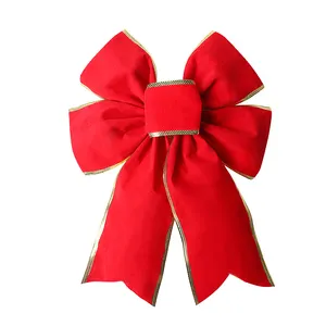 Lanxi ZhiXiang şerit noel kırmızı kadife kurdele yay özel noel yayı tatil dekorasyon için