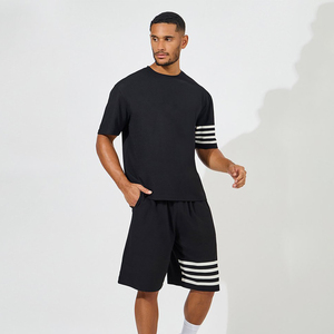 2026 Men's Color Block Co-ord <b>Set</b> | Summer 2 Piece Short <b>Set</b> | Custom Panelled Cotton T-Shirt & Shorts <b>Twin</b> <b>Set</b> - Product Image 3