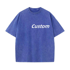 เสื้อยืดคอกลมแขนสั้นทรงโอเวอร์ไซส์สำหรับผู้ชาย ผลิตตามสั่ง พร้อมโลโก้  ผ้าใยไผ่ 100%  แบบถักด้านหน้า สีน้ำเงิน แห้งเร็ว น้ำหนัก 180 กรัม - Product Image 5