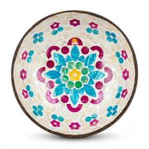 Meilleures ventes de bols en noix de coco personnalisés en mosaïque avec des motifs en nacre laquée en provenance du Vietnam, vente en gros - Product Image 1
