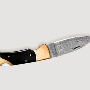 Damascus Steel Folding Pocket Knife Handmade Pattern Design Compact Outdoor <b>Camping</b> Hiking Fishing Travel Everyday <b>Tool</b> - Product Image 4