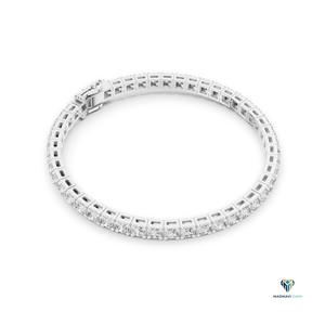 5.17 CT White <b>Gold</b> Round Lab Grown Diamond Tennis Bracelet in 18K <b>Solid</b> <b>Gold</b>, 6.4 Inch Collet Set Classic Bracelet - Product Image 3