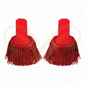 Épaulettes Cérémonielles Artisanales en Viscose Rouge avec Franges en Bouillon pour Uniformes de Parade Extérieur - Product Image 2