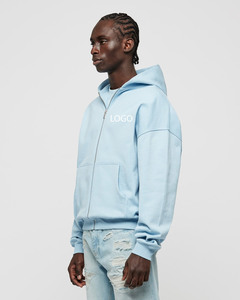 Sudaderas con capucha azul cielo personalizadas, de mezcla de algodón grueso, estilo oversize, para streetwear, marca privada, OEM, ODM - Product Image 6