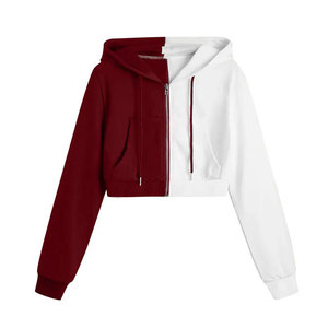Customizable Lined Breathable Autumn Casual Streetwear Zipper Crop <b>Top</b> Hoodies Women's <b>Winter</b> High Quality Eco-Friendly for Sale - Product Image 1