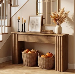Console en bois massif, design scandinave moderne, faite à la main, pour entrée, couloir, salle à manger, rangement, salon, avec base sur pieds - Product Image 2