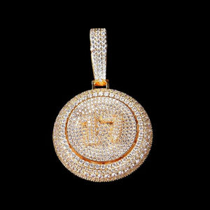 Colgante con Letra H, Chapado en Oro de 18K, Acero Inoxidable, Microincrustaciones de Moissanita, Certificado IGI, Estilo Hip Hop, Joyería Unisex para Regalo - Product Image 1