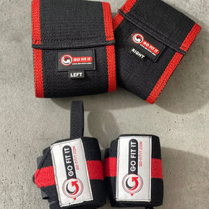 Attelle de poignet en néoprène et élastique et manchette de compression combinées - Sangle de levage en forme de 8 pour la gym et l'haltérophilie - Product Image 1