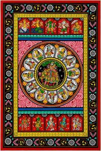 Peinture Radha Krishna Pattachitra |   Décoration murale d'art populaire indien traditionnel |   Œuvre d'art ethnique mythologique faite à la main - Product Image 5