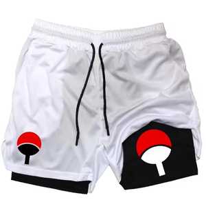 Shorts courts pour hommes avec logo rouge et blanc, fermeture à cordon, séchage rapide, décontractés, taille mi-haute, en toile 100% coton, écologiques et respirants - Product Image 5