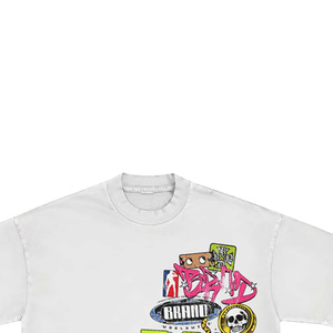 Camiseta Blanca de Manga Corta Extra Grande para Hombre con Estampado de Dibujos Animados, Estilo Urbano, Cuello Redondo, Tela Jersey - Product Image 3