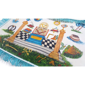 Custom Embroidered 3D <b>Sew</b>-On Master Mason Masonic Apron Red White Gold Trim Classical Style Freemason Regalia Ceremonial Lodge - Product Image 3