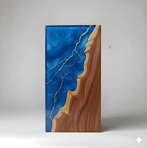 Celestial Blue & Gold Resin Cremation Urn Modern Wood Memorial Keepsake Luxury Handcrafted Rosewood Urn <b>Box</b> Hummingbird Tribute - Product Image 1