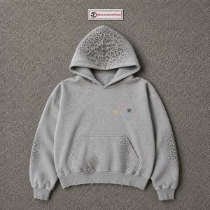 Sudadera con Capucha Oversize Estampada de Leopardo, Estilo Vintage, con Efecto Desgastado y Lavado Ácido, de Algodón, Color Gris Lavado - Product Image 5