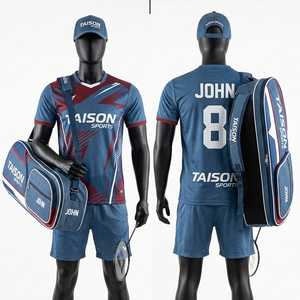 Mens <b>badminton</b> bag 600D polyester 320 GSM royal blue geometric panel design custom logo embroidery heat transfer - Product Image 6