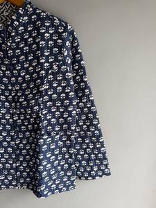 Chaqueta de algodón con estampado floral azul para mujer, cuello mandarín, abotonada, informal, manga tres cuartos, para todas las estaciones, regalo - Product Image 4