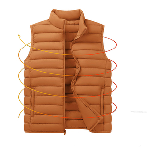 GENERSA SPORTS Gilet matelassé bordeaux pour homme, col montant, couleur unie, en polyester, vêtement d'extérieur décontracté, coupe-vent pour l'hiver - Product Image 3