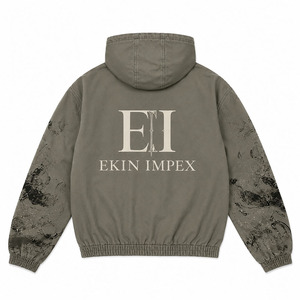 เสื้อฮู้ดซิปแบบวินเทจทรงโอเวอร์ไซส์สำหรับผู้ชาย สไตล์สตรีทแวร์ - Product Image 4
