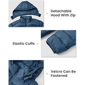 Veste d'hiver décontractée pour homme, manteau matelassé léger et isolé avec capuche amovible et 4 poches, idéal pour le travail en extérieur et les voyages - Product Image 3