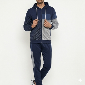 Men Hooded Casual Solid Tracksuits Custom Made Sportswear Set 100% Cotton Breathable Lightweight Fabric Winter Gym Training - Product Image 5