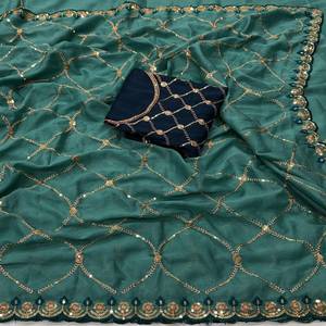 ผ้าซารีดีไซน์เนอร์ Georgette สำหรับผู้หญิง พร้อมลายพิมพ์สวยหรูและทรงพลิ้วไหวทันสมัย |   ชุดงานเลี้ยง ชุดงานแต่งงาน ชุดส่าหรีแบบดั้งเดิม คอลเลคชั่นพิเศษ - Product Image 3