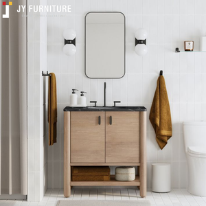 Meuble-lavabo mural moderne en contreplaqué et MDF personnalisé JY Project pour hôtel, avec miroir, pour projets hôteliers au Vietnam - Product Image 2