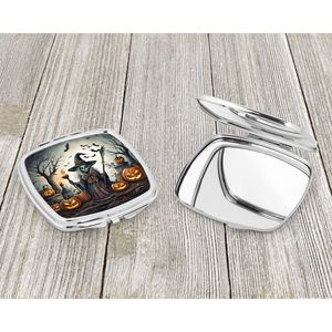 Spooky Witch Design Miroir de maquillage de voyage compact Cadeaux d'halloween pour femmes et filles Miroir décoratif de poche pliant - Product Image 3