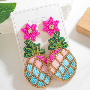 Al por mayor: Cuentas de arroz de colores con diseño de piña y frutas tropicales, hechas a mano estilo bohemio, unisex, con pedrería, de MULTI CRAFT - Product Image 5