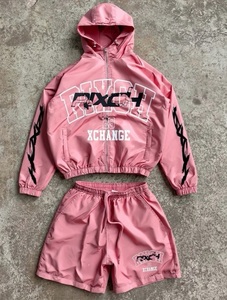 Custom Windbreaker Short Set <b>Men</b> Lightweight Hooded Zip Up <b>Jacket</b> And Shorts Two Piece Tracksuit Streetwear Sportswear Outfit - Product Image 3