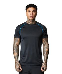 Camiseta Deportiva Negra para Hombre, Cuello Redondo, Manga Corta, para Gimnasio, Entrenamiento, Fitness, 100% Algodón, Secado Rápido, Transpirable - Product Image 1