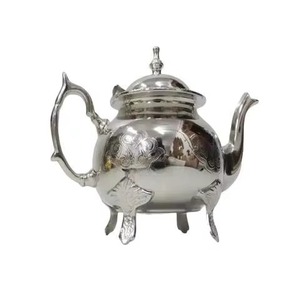 New Arrival Vintage Silver Round <b>Tea</b> Kettle With Lid Coffee & <b>Tea</b> Tool Metal Body Decorative Design - Product Image 2