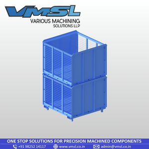 VMSL Heavy Duty <b>Stackable</b> Metal <b>Storage</b> Cage Foldable Wire Mesh Pallet Box Industrial Warehouse <b>Container</b> Made India Model VMSL - Product Image 6