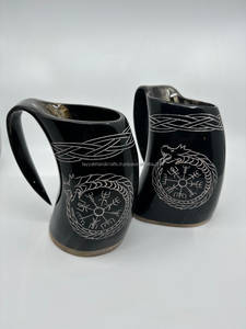 Taza Personalizada de Cuerno de Búfalo con Grabado Auténtico Pulido, Disponible en Tamaños Grandes - Product Image 3