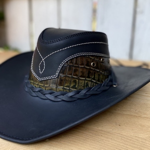 Chapeau de cowboy unisexe réglable, respirant, coupe-vent, pour adultes, 56-58 cm, noir rayé, chapeau de plage d'été - Product Image 5