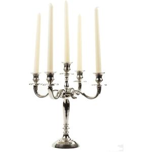 Premium Aluminum Metal Candelabra <b>5</b> Arms Multi Holder Vintage Silver Candle Stand Table Centerpieces for Wedding Party Hotel - Product Image 1