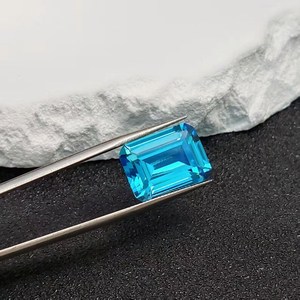 Aigue-marine naturelle rectangulaire facettée taille émeraude, matière brute certifiée GIA, bleu ciel rare classique 50mm, vente en gros C43A - Product Image 4