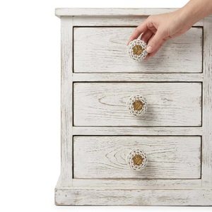 Modern White Beaded <b>Brass</b> Cabinet <b>Knob</b> Round Handle for Living Room Bedroom Drawer Furniture Durable Design - Product Image 2