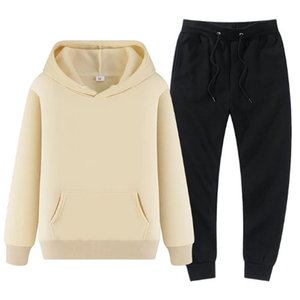 Survêtements décontractés à capuche en coton 100% respirant, poids moyen, grande taille, avec logo personnalisé, pour le streetwear, manches longues, jogging - Product Image 1