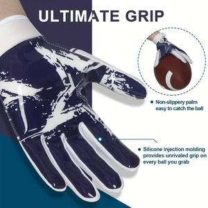 Guantes de Receptor de Fútbol Americano de Diseño Personalizado, Completamente Transpirables, Ligeros, Antideslizantes, con Correa Ajustable para la Muñeca - Product Image 5