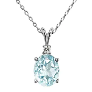 2022 Natural Gem Stone Jewelry 925 Sterling Silver Birthstone Topaz Pendant Vintage Necklace For Women Destiny Jewellery